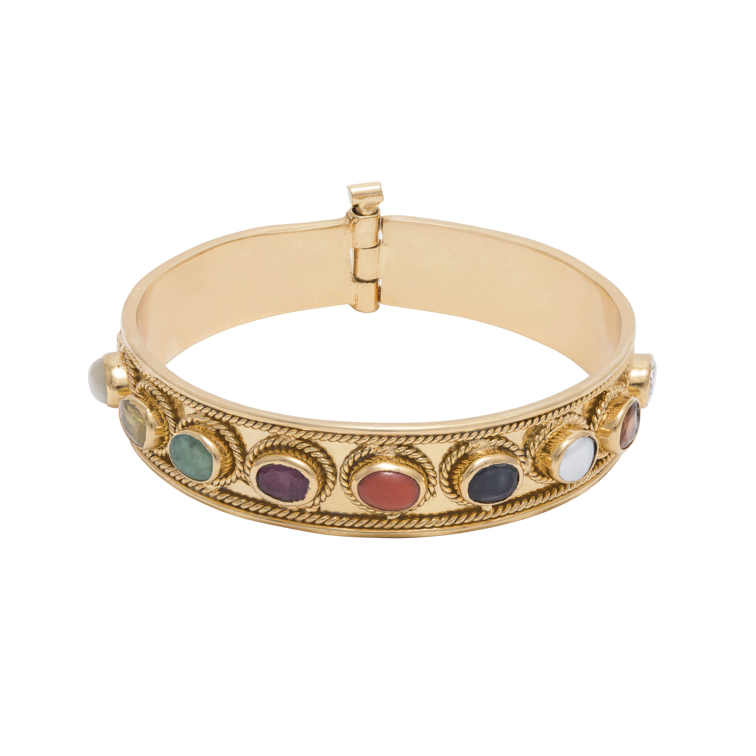 Shungite Navaratna Bracelet, 9 Astrological Gemstones, Lotus Charm –  Shungite Queen