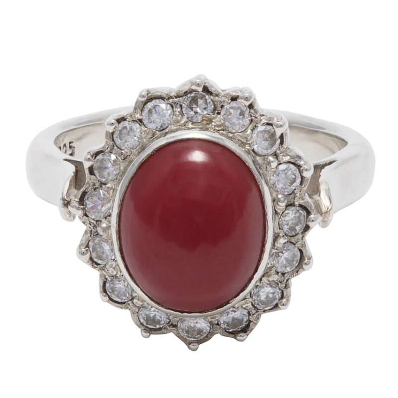 Red Agate Silver Ring